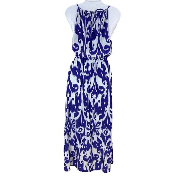 Athleta Ikat Bloom Purple & White Ripple Halter Maxi Dress Back Tie XXS - Picture 4 of 9